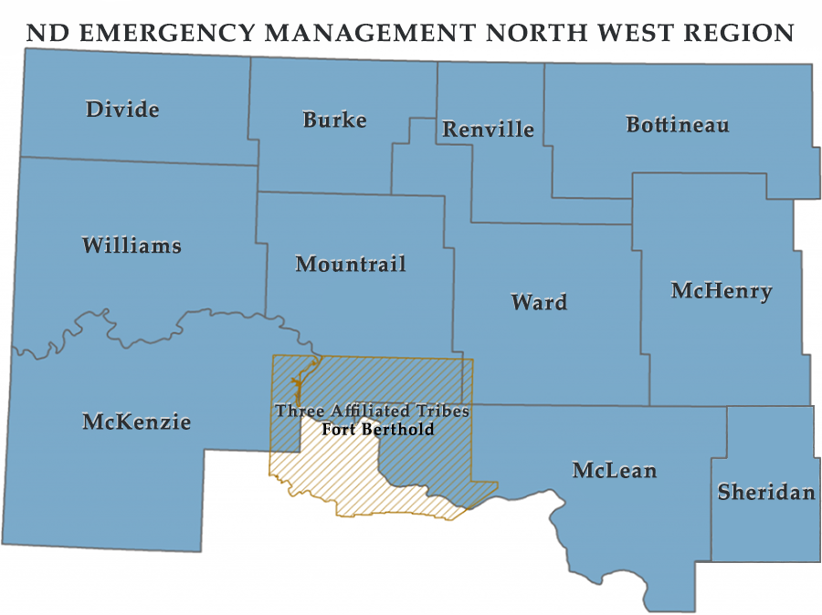 ND EMERGENCY MANAGEMENT NORTH WEST REGION Map
