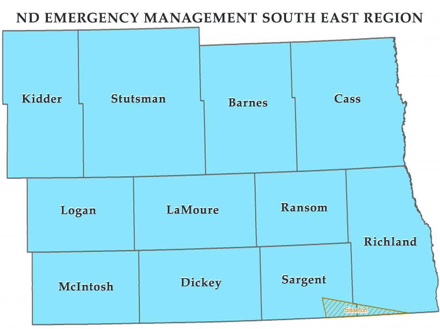 ND EMERGENCY MANAGEMENT SOUTH EAST REGION Map