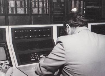 Lyle Gallagher announces the first radio test over the Statewide Centrally Dispatched Radio System