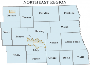 ND Emergency Management North East Region Map