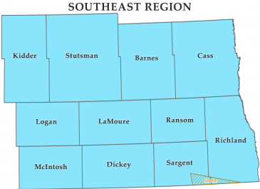 ND Emergency Management South East Region Map