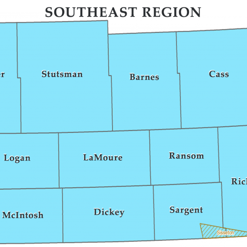ND Emergency Management South East Region Map