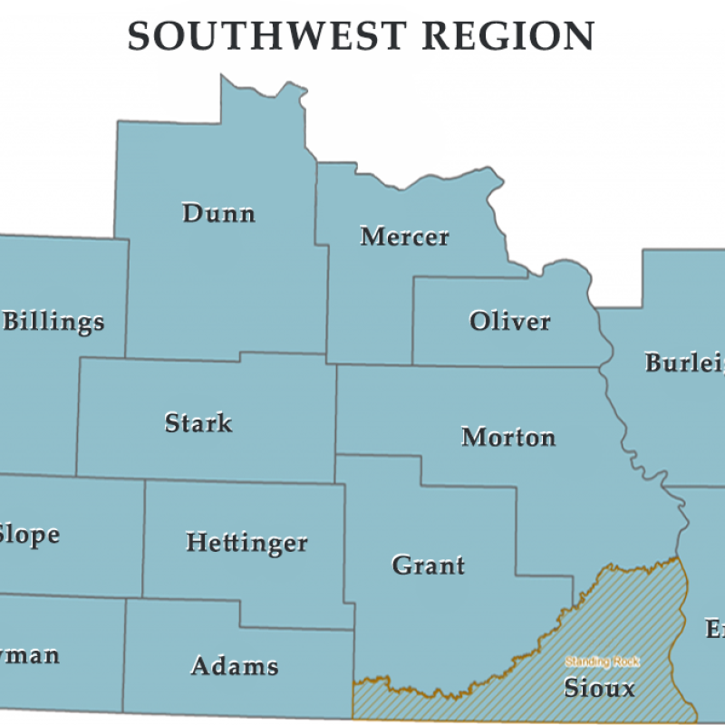 ND Emergency Management South West Region Map