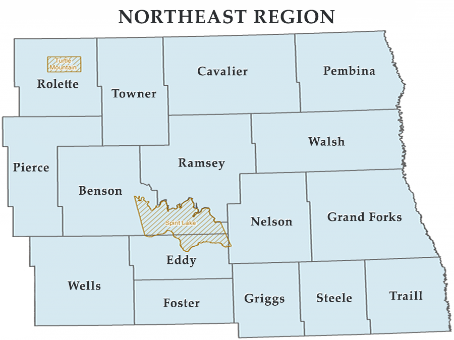 ND Emergency Management North East Region Map