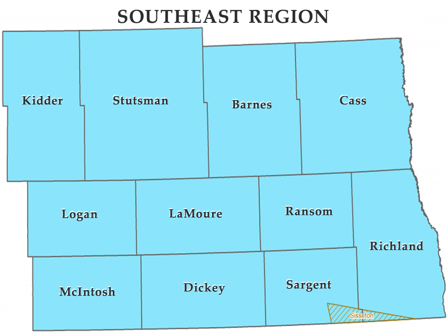 ND Emergency Management South East Region Map