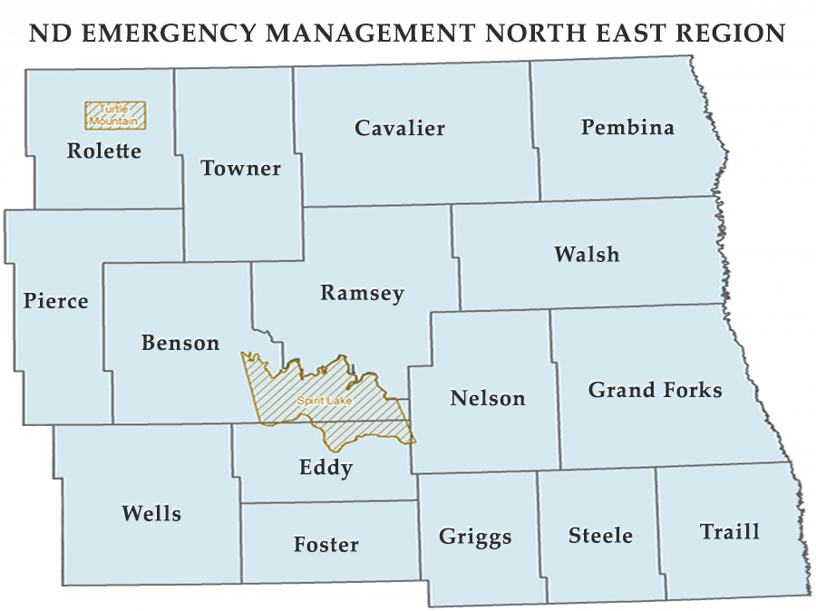 ND EMERGENCY MANAGEMENT NORTH EAST REGION Map