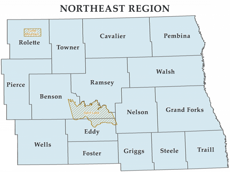 ND Emergency Management North East Region Map