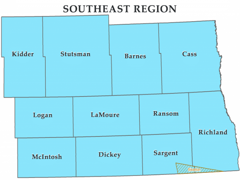 ND Emergency Management South East Region Map
